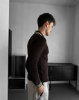 Yarım Fermuarlı Polo Nakışlı Slim fit Kahve Kazak 3469