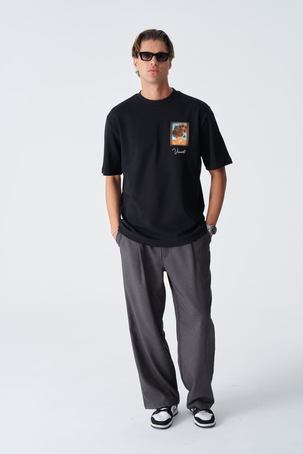 Peçli Regular Siyah Erkek Tshirt 4880