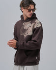 Saw Urbanıty Kabaran Baskılı Oversize Kahve Sweatshirt 4956