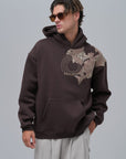 Saw Urbanıty Kabaran Baskılı Oversize Kahve Sweatshirt 4956