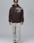 Saw Urbanıty Kabaran Baskılı Oversize Kahve Sweatshirt 4956