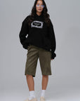 Halı Desenli Oversize Siyah Sweatshirt 4969