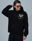 Püsküllü Kovboy Kapüşonlu Oversize Siyah Sweatshirt 4982