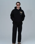 Püsküllü Kovboy Kapüşonlu Oversize Siyah Sweatshirt 4982