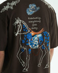 At Aplike Detaylı Kahve Oversize Tshirt 5054
