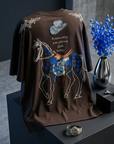 At Aplike Detaylı Kahve Oversize Tshirt 5054