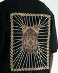 Şerit Aplike Detaylı Siyah Oversize Tshirt