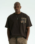 Şerit Aplike Detaylı Kahve Oversize Tshirt 5063
