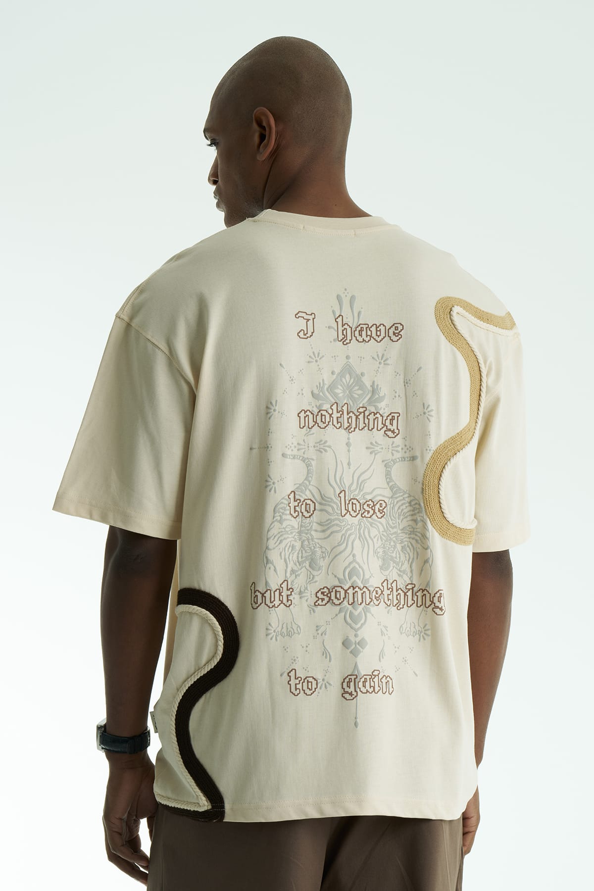 Triko Nakışlı Taş Oversize Tshirt 5068