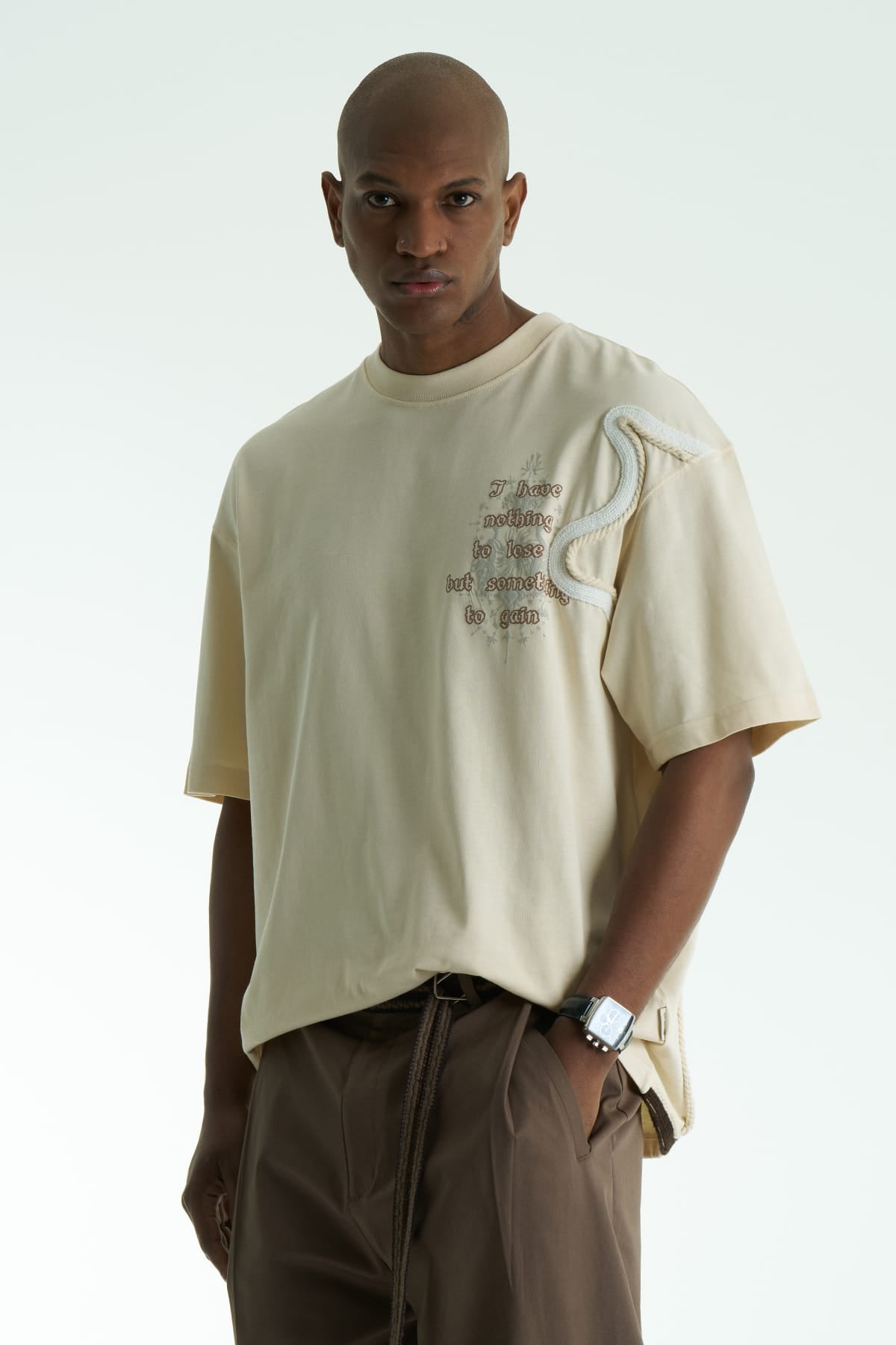 Triko Nakışlı Taş Oversize Tshirt 5068
