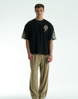 Pano Baskılı Siyah Oversize Tshirt 5071