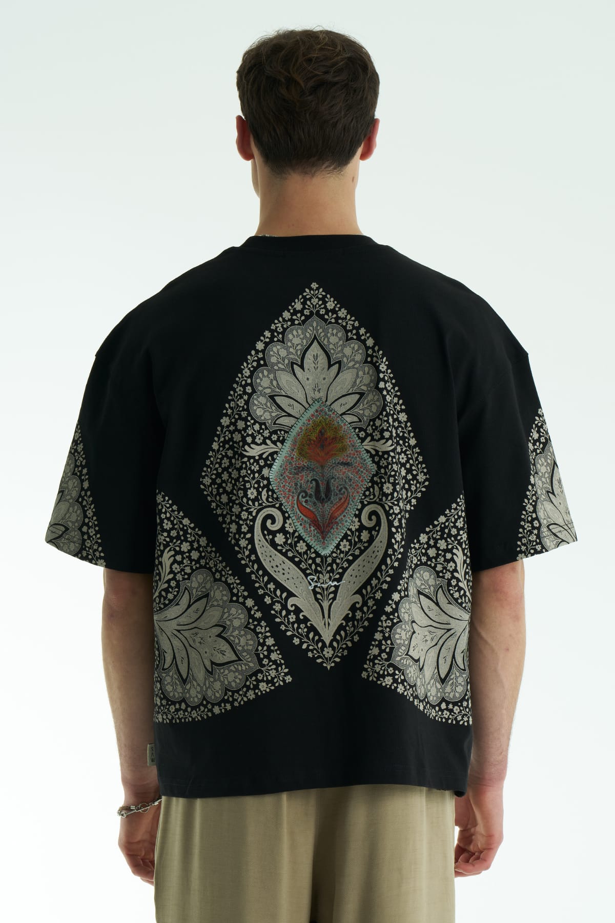 Pano Baskılı Siyah Oversize Tshirt 5071