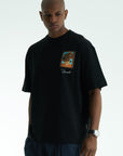 Tablo Detaylı Siyah Oversize Tshirt 5083