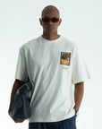 Tablo Detaylı Ekru Oversize Tshirt 5083