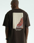 Kabaran Baskı Aplikeli Kahve Oversize Tshirt 5084
