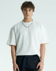 Yün ip Aplikeli Ekru Oversize Tshirt 5085