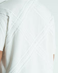 Yün ip Aplikeli Ekru Oversize Tshirt 5085