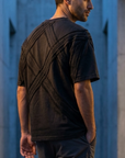 Yün ip Aplikeli Siyah Oversize Tshirt 5085