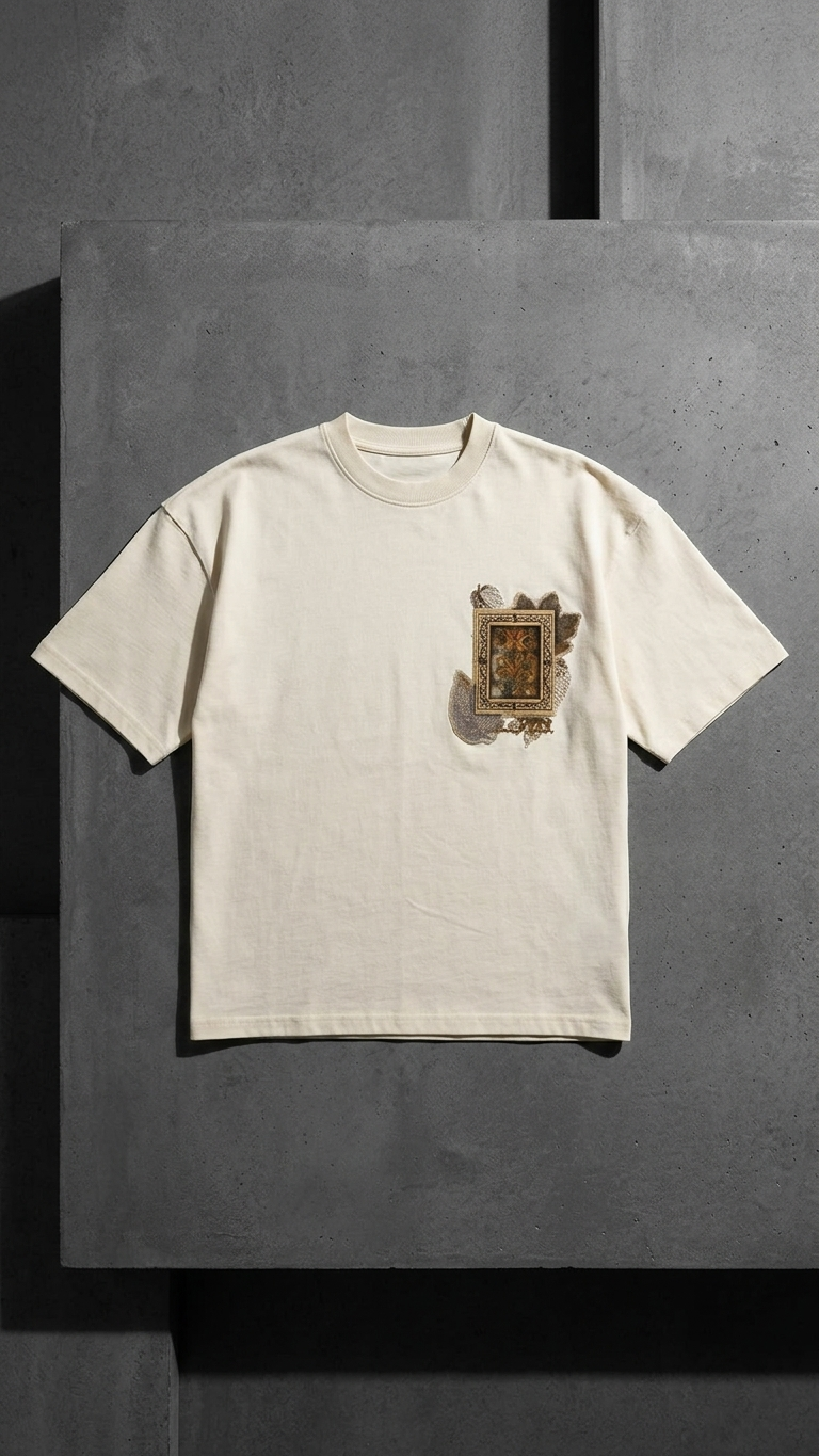 Yaprak Desen Taş Oversize Tshirt 5087