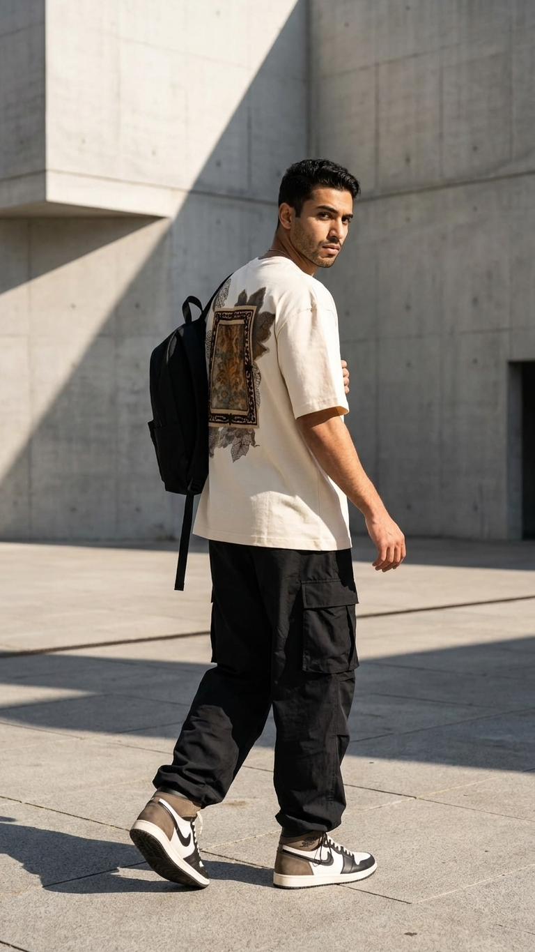 Yaprak Desen Taş Oversize Tshirt 5087