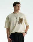 Yaprak Desen Taş Oversize Tshirt 5087
