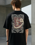 Yüksek Baskılı Eva Nakışlı Siyah Oversize Tshirt 5105