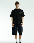 Yüksek Baskılı Eva Nakışlı Siayh Oversize Tshirt 5105