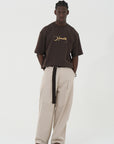 Arapça Baskı ve Nakışlı Kahve Oversize Tshirt 5129