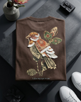 Baykuş Desenli Kahve Oversize Tshirt 5137