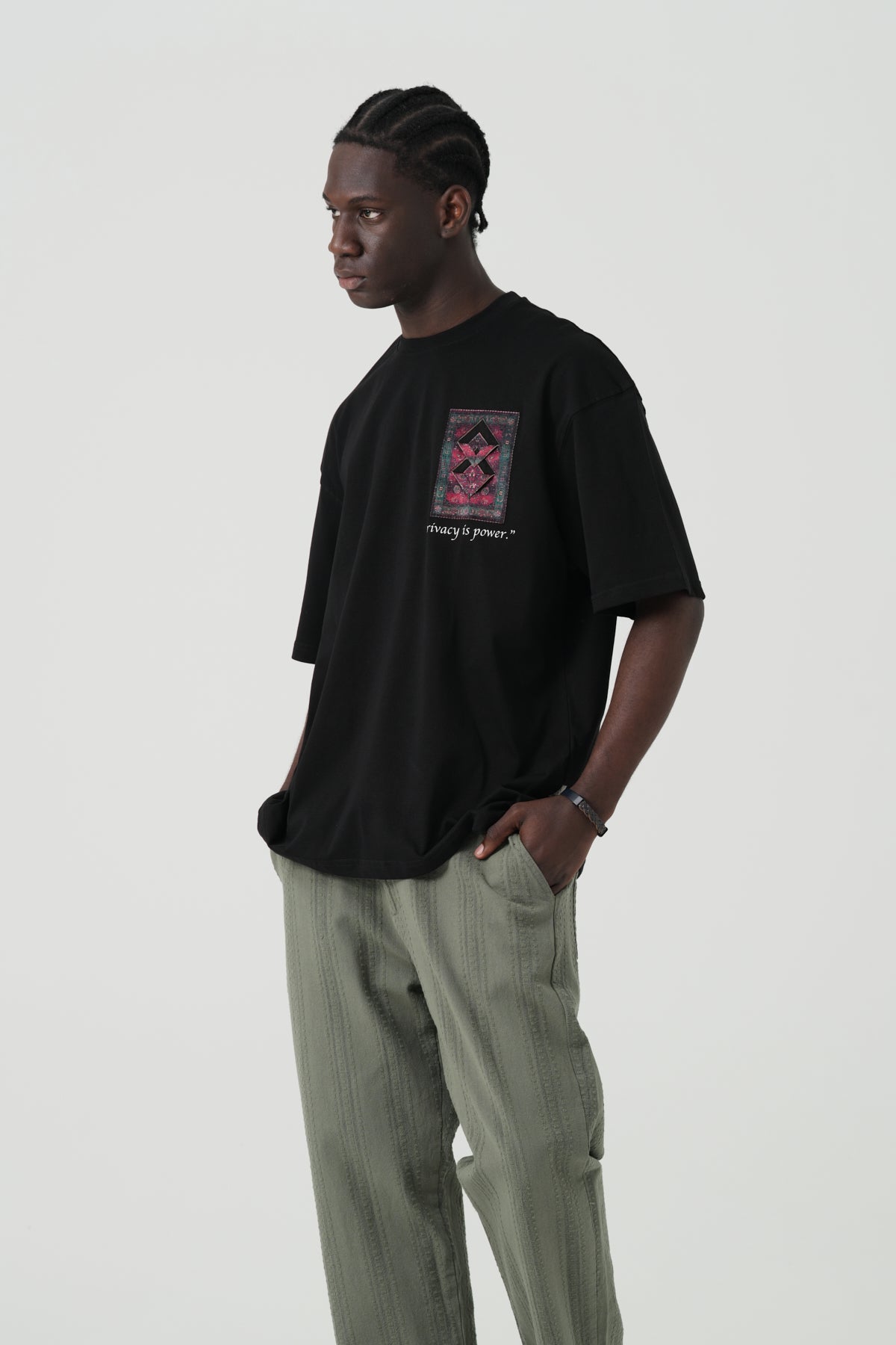 Kabartma Baskı Siyah Oversize Tshirt 5178