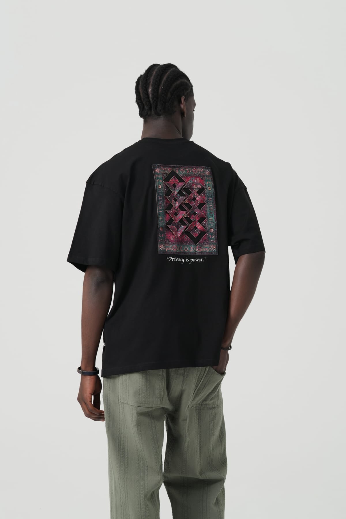 Kabartma Baskı Siyah Oversize Tshirt 5178