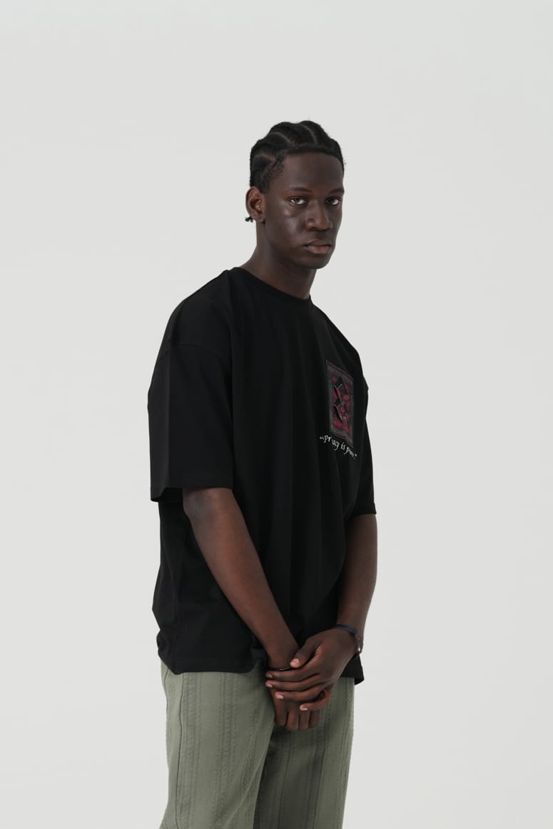Kabartma Baskı Siyah Oversize Tshirt 5178