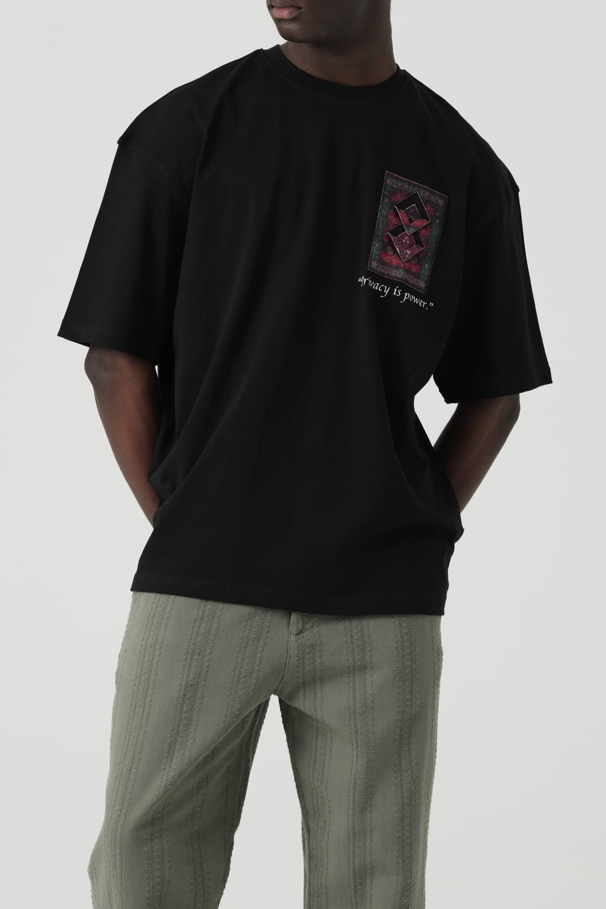 Kabartma Baskı Siyah Oversize Tshirt 5178