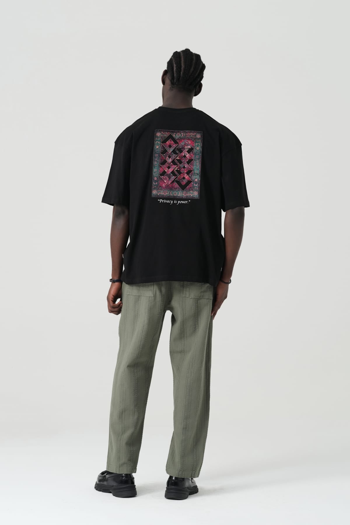 Kabartma Baskı Siyah Oversize Tshirt 5178