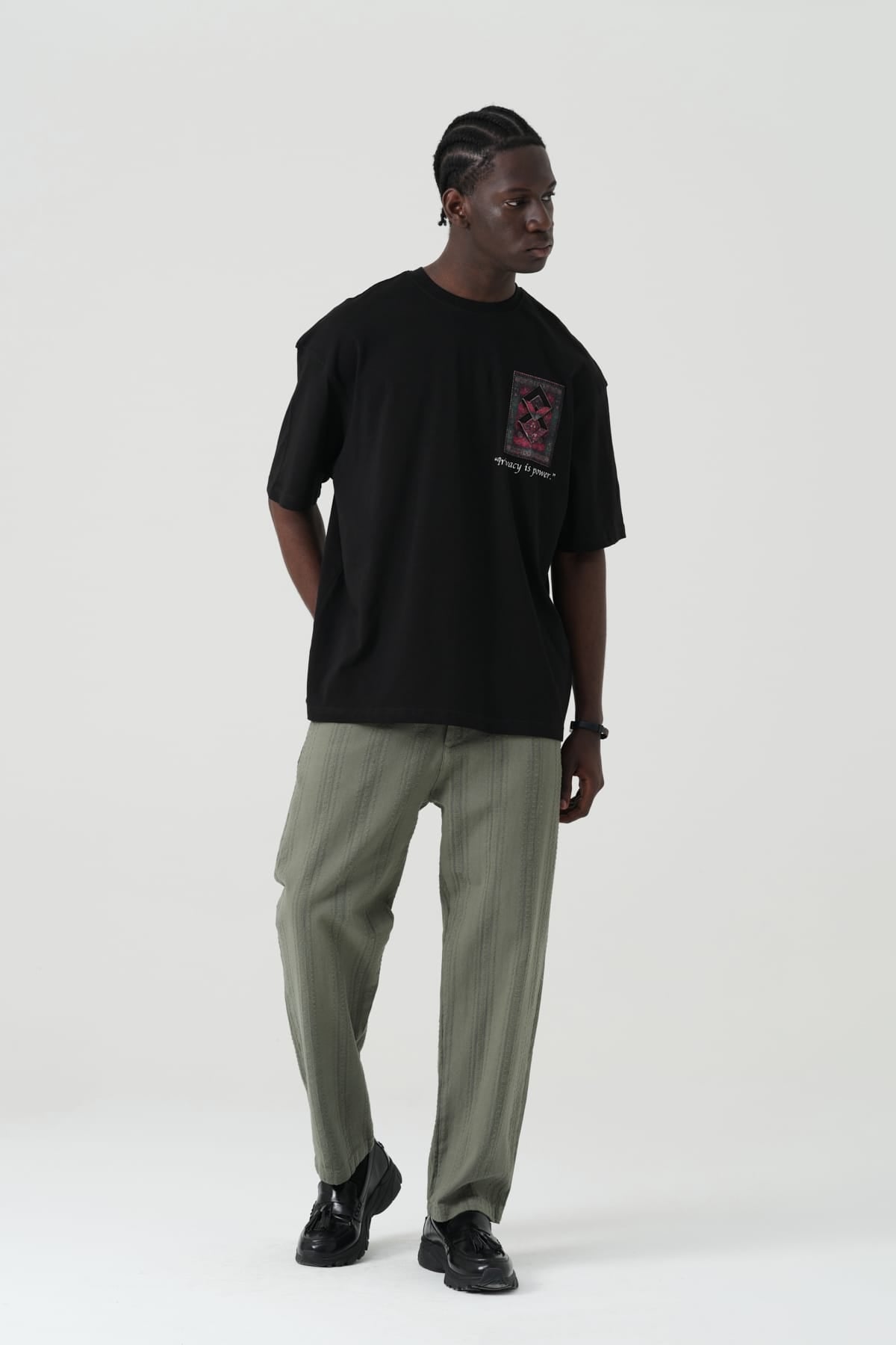 Kabartma Baskı Siyah Oversize Tshirt 5178