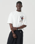 Deve Nakışlı Ekru Oversize Tshirt 5154