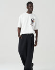 Deve Nakışlı Ekru Oversize Tshirt 5154