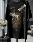 Kelebek Desenli Siyah Oversize Tshirt 5155