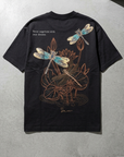 Kelebek Desenli Siyah Oversize Tshirt 5155