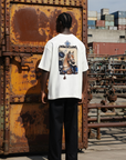 At Aplikeli Ekru Oversize Tshirt 5117
