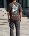 Kurt Desenli Kahve Oversize Tshirt 5157