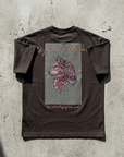 Kurt Baskılı Kahve Oversize Tshirt 5158