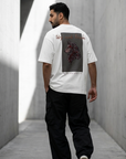 Kurt Baskılı Ekru Oversize Tshirt 5158