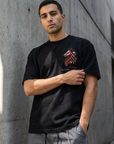 Kurt Baskılı Siyah Oversize Tshirt 5158