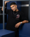 Kurt Baskılı Siyah Oversize Tshirt 5158