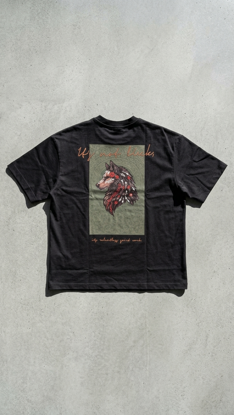 Kurt Baskılı Siyah Oversize Tshirt 5158