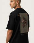 Kurt Baskılı Siyah Oversize Tshirt 5158