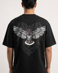 Yarasa Desenli Siyah Oversize Tshirt 5160