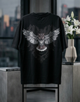 Yarasa Desenli Siyah Oversize Tshirt 5160