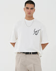 Arapça Nakışlı Ekru Oversize Tshirt 5164